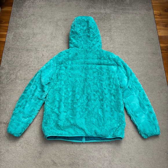 Lands’ End Featherless Reversible Fleece Lined Hooded Puffer Jacket Youth - Picture 4 of 9